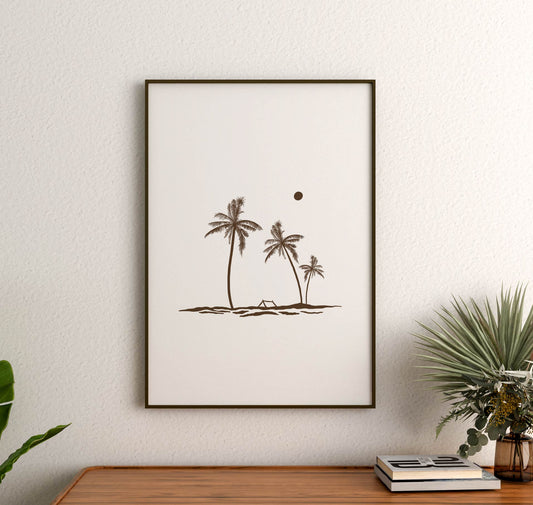 Under The Palm Trees - Art print - A4