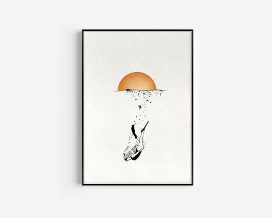 Free Diver - Art print - A4