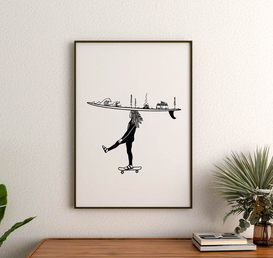Mr. Surf Skate - Art print - A4