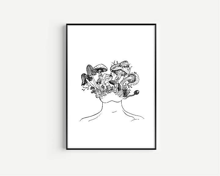 Mushroom Head - Art print - A4