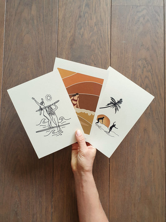 Surf Girls - Art prints - A5 - Set of 3